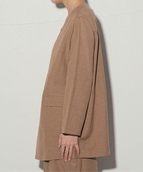 ottilie（オティーリエ）の「ottilie レーヨンリネンノーカラージャケット（ノーカラージャケット・レディース・ナチュラル/ブラウン・FREE）」の13枚目の写真