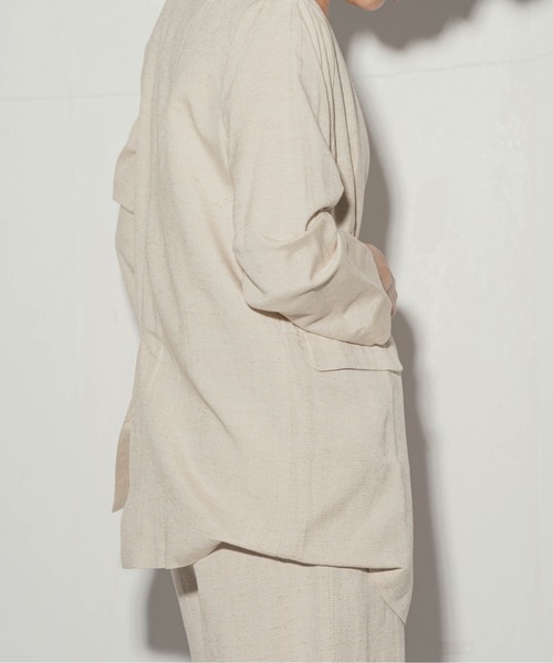 ottilie（オティーリエ）の「ottilie レーヨンリネンノーカラージャケット（ノーカラージャケット・レディース・ナチュラル/ブラウン・FREE）」の6枚目の写真