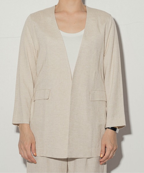 ottilie（オティーリエ）の「ottilie レーヨンリネンノーカラージャケット（ノーカラージャケット・レディース・ナチュラル/ブラウン・FREE）」の9枚目の写真