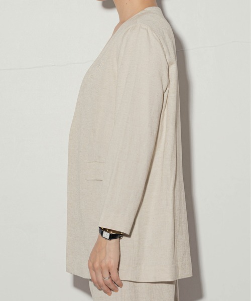 ottilie（オティーリエ）の「ottilie レーヨンリネンノーカラージャケット（ノーカラージャケット・レディース・ナチュラル/ブラウン・FREE）」の10枚目の写真