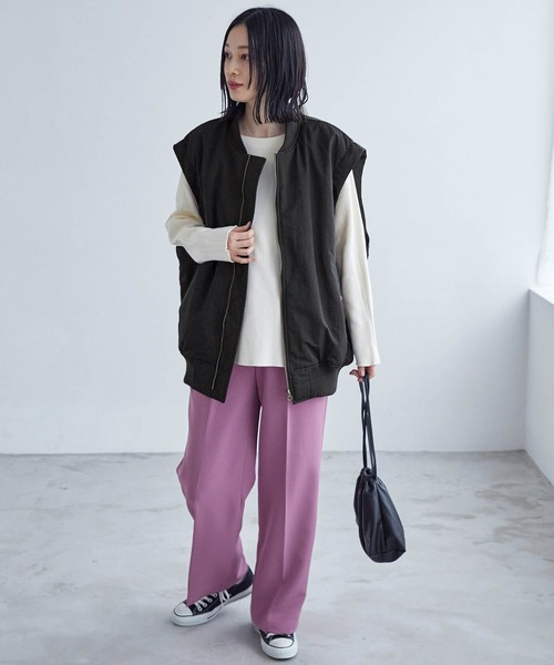 Chaco closet(チャコ クローゼット)の「2WAYオーバーサイズボリュームスリーブMA‐1(MA-1・レディース・カーキ/アイボリー/ブラック・FREE)」の18枚目の写真