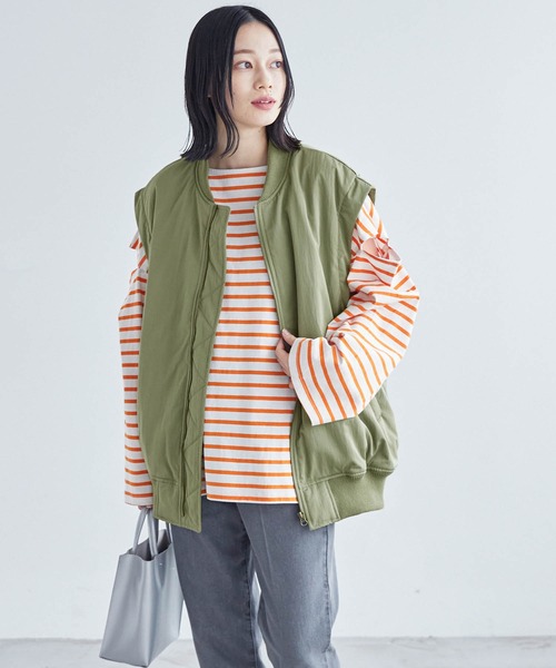 Chaco closet(チャコ クローゼット)の「2WAYオーバーサイズボリュームスリーブMA‐1(MA-1・レディース・カーキ/アイボリー/ブラック・FREE)」の10枚目の写真