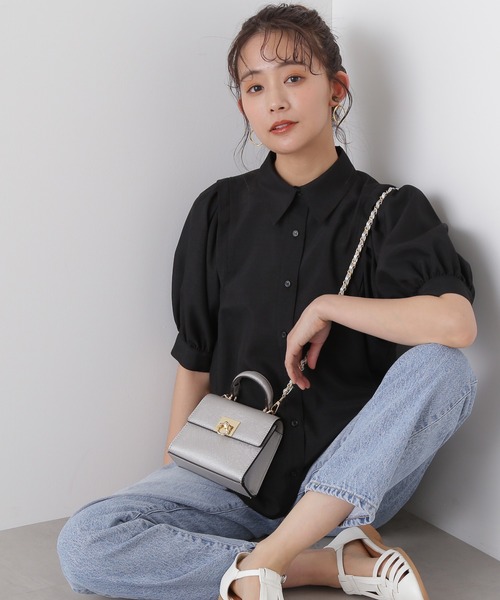 N.（N. Natural Beauty Basic）（エヌエヌナチュラルビューティーベーシック）の「◆ポプリンボリュームスリーブブラウス（シャツ/ブラウス・レディース・ブラック/オレンジ/グレイッシュベージュ・MEDIUM）」の2枚目の写真