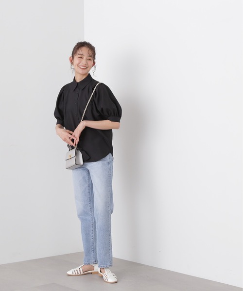 N.（N. Natural Beauty Basic）（エヌエヌナチュラルビューティーベーシック）の「◆ポプリンボリュームスリーブブラウス（シャツ/ブラウス・レディース・ブラック/オレンジ/グレイッシュベージュ・MEDIUM）」の6枚目の写真