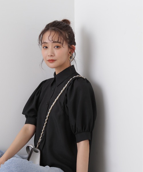 N.（N. Natural Beauty Basic）（エヌエヌナチュラルビューティーベーシック）の「◆ポプリンボリュームスリーブブラウス（シャツ/ブラウス・レディース・ブラック/オレンジ/グレイッシュベージュ・MEDIUM）」の4枚目の写真