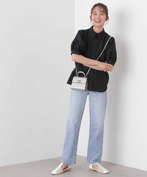 N.（N. Natural Beauty Basic）（エヌエヌナチュラルビューティーベーシック）の「◆ポプリンボリュームスリーブブラウス（シャツ/ブラウス・レディース・ブラック/オレンジ/グレイッシュベージュ・MEDIUM）」の8枚目の写真