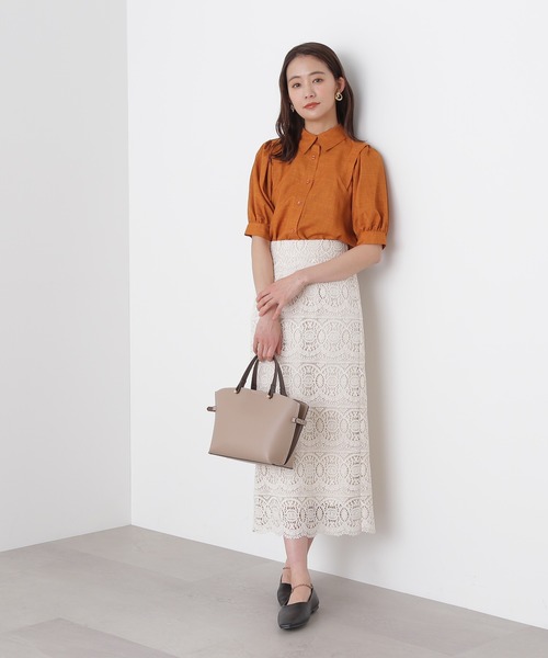 N.（N. Natural Beauty Basic）（エヌエヌナチュラルビューティーベーシック）の「◆ポプリンボリュームスリーブブラウス（シャツ/ブラウス・レディース・ブラック/オレンジ/グレイッシュベージュ・MEDIUM）」の5枚目の写真