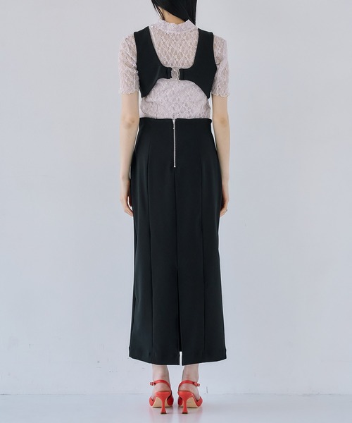 UNITED TOKYO（ユナイテッドトウキョウ）の「【2way】ヴィアベルバックポイントジャンスカ｜ウォッシャブル/ストレッチ（ワンピース・レディース・ブラック/ホワイト・1/2）」の17枚目の写真