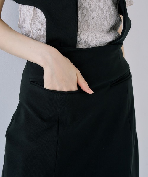 UNITED TOKYO（ユナイテッドトウキョウ）の「【2way】ヴィアベルバックポイントジャンスカ｜ウォッシャブル/ストレッチ（ワンピース・レディース・ブラック/ホワイト・1/2）」の19枚目の写真