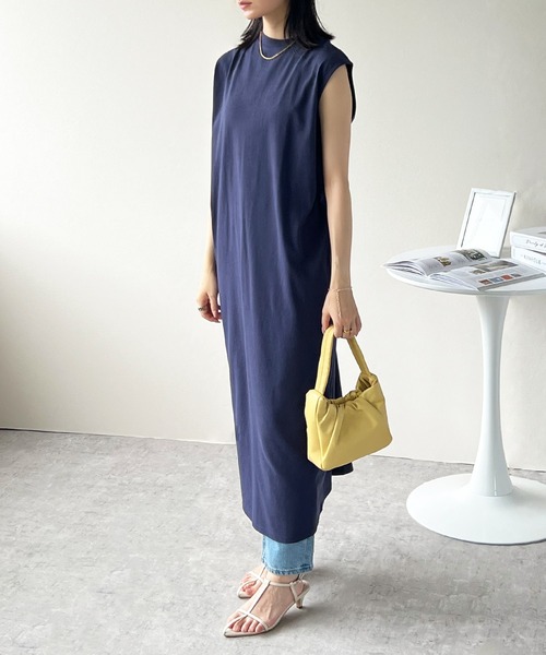 IAMUSE(アイアミューズ)の「天竺バックシャーリングワンピース S0940【IAMUSE】(ワンピース・レディース・オフホワイト/ブラック/ネイビー・FREE)」の16枚目の写真