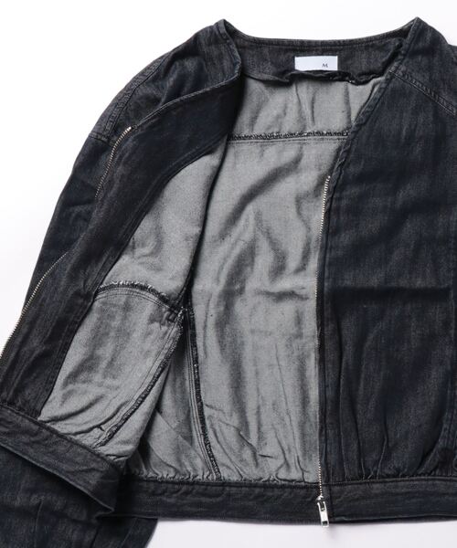 Le temps riche（ルタンリッシュ）の「【販売終了】ノーカラーデニムジップジャケット ＜Le temps riche＞（デニムジャケット・レディース・サックスブルー/ネイビー・M/LL/L）」の19枚目の写真