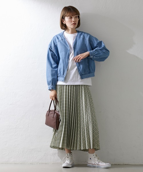 Le temps riche（ルタンリッシュ）の「【販売終了】ノーカラーデニムジップジャケット ＜Le temps riche＞（デニムジャケット・レディース・サックスブルー/ネイビー・M/LL/L）」の14枚目の写真