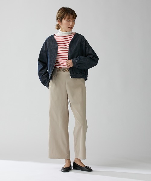 Le temps riche（ルタンリッシュ）の「【販売終了】ノーカラーデニムジップジャケット ＜Le temps riche＞（デニムジャケット・レディース・サックスブルー/ネイビー・M/LL/L）」の6枚目の写真