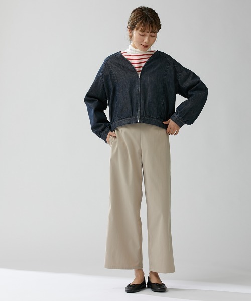 Le temps riche（ルタンリッシュ）の「【販売終了】ノーカラーデニムジップジャケット ＜Le temps riche＞（デニムジャケット・レディース・サックスブルー/ネイビー・M/LL/L）」の8枚目の写真