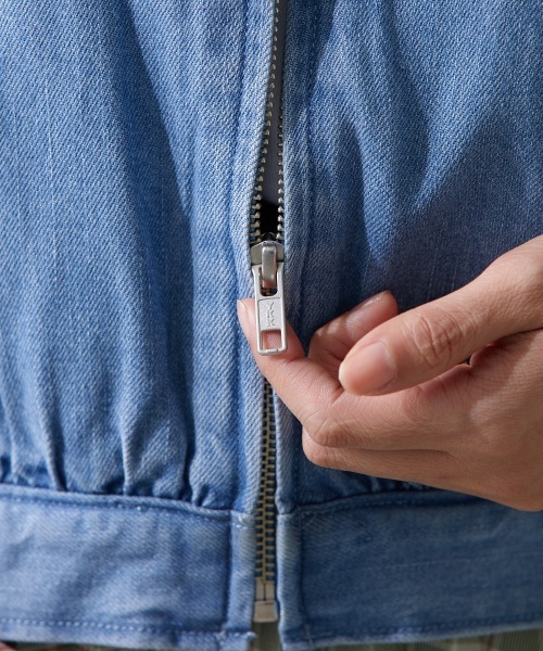 Le temps riche（ルタンリッシュ）の「【販売終了】ノーカラーデニムジップジャケット ＜Le temps riche＞（デニムジャケット・レディース・サックスブルー/ネイビー・M/LL/L）」の13枚目の写真