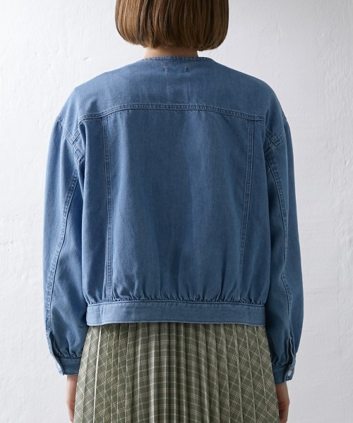 Le temps riche（ルタンリッシュ）の「【販売終了】ノーカラーデニムジップジャケット ＜Le temps riche＞（デニムジャケット・レディース・サックスブルー/ネイビー・M/LL/L）」の21枚目の写真