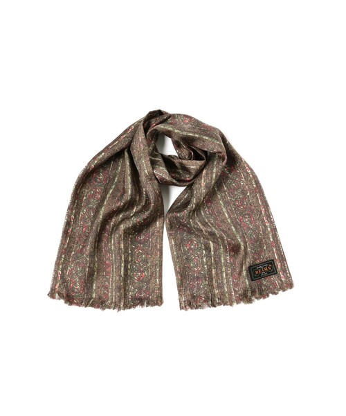BEAMS PLUS（ビームスプラス）の「BEAMS PLUS / バティックプリント シルクストール（ストール/ショール・メンズ・ブラウン/オリーブ・ONE SIZE）」の2枚目の写真