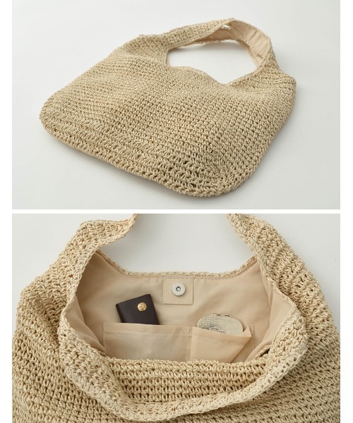 Re:EDIT（リエディ）の「雑材ソフトラウンドトート（かごバッグ・レディース・ベージュ/モカ/ライトベージュ・FREE）」の11枚目の写真