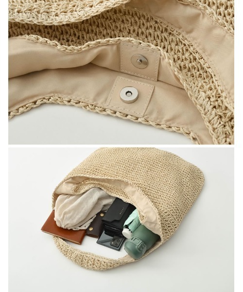 Re:EDIT（リエディ）の「雑材ソフトラウンドトート（かごバッグ・レディース・ベージュ/モカ/ライトベージュ・FREE）」の17枚目の写真