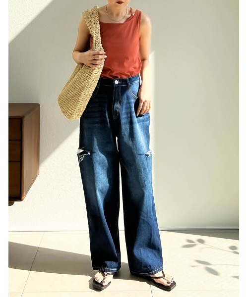 Re:EDIT（リエディ）の「雑材ソフトラウンドトート（かごバッグ・レディース・ベージュ/モカ/ライトベージュ・FREE）」の8枚目の写真