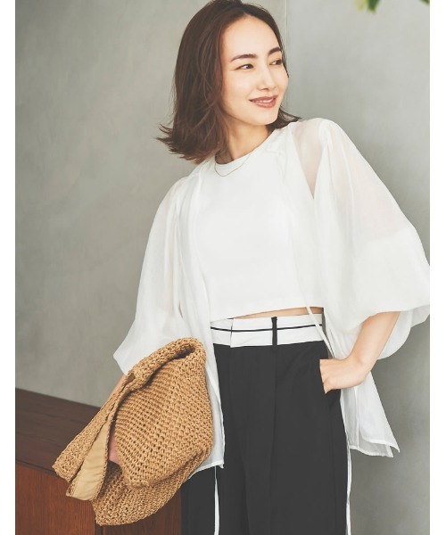 Re:EDIT（リエディ）の「雑材ソフトラウンドトート（かごバッグ・レディース・ベージュ/モカ/ライトベージュ・FREE）」の4枚目の写真