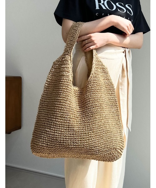 Re:EDIT（リエディ）の「雑材ソフトラウンドトート（かごバッグ・レディース・ベージュ/モカ/ライトベージュ・FREE）」の19枚目の写真