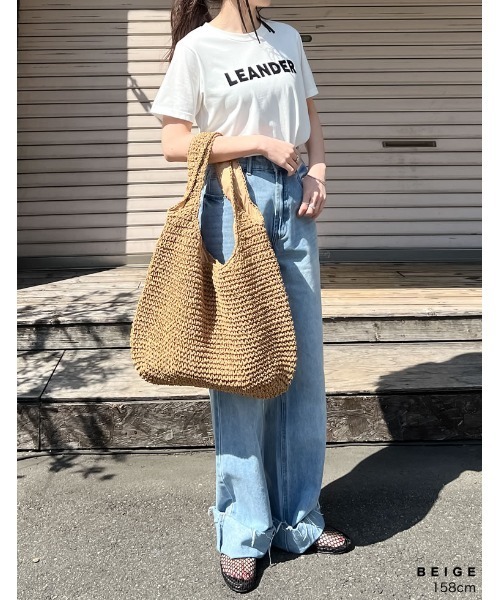 Re:EDIT（リエディ）の「雑材ソフトラウンドトート（かごバッグ・レディース・ベージュ/モカ/ライトベージュ・FREE）」の20枚目の写真