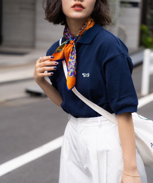 FREAK'S STORE（フリークスストア）の「TOWN CRAFT × FREAK'S STORE/タウンクラフト 別注 ワンポイント 半袖ポロシャツ（ポロシャツ・レディース・ブラック/オフホワイト/ベージュ/ネイビー/レッド/グリーン・ﾌﾘ-）」の5枚目の写真