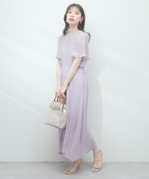 natural couture（ナチュラルクチュール）の「総プリーツフレア袖ワンピース（ワンピース・レディース・ラベンダー/ブラック/その他1/その他2/その他3・FREE）」の3枚目の写真
