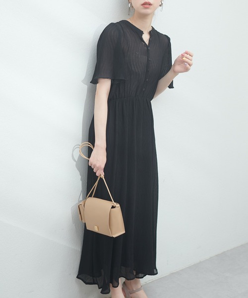 natural couture（ナチュラルクチュール）の「総プリーツフレア袖ワンピース（ワンピース・レディース・ラベンダー/ブラック/その他1/その他2/その他3・FREE）」の2枚目の写真