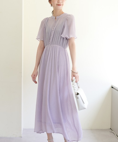 natural couture（ナチュラルクチュール）の「総プリーツフレア袖ワンピース（ワンピース・レディース・ラベンダー/ブラック/その他1/その他2/その他3・FREE）」の6枚目の写真