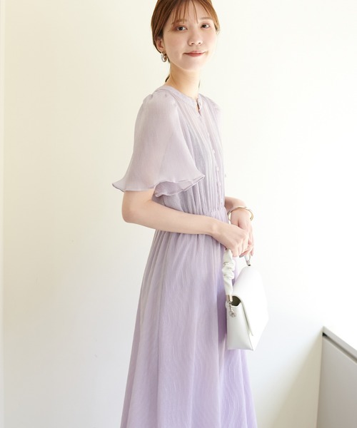 natural couture（ナチュラルクチュール）の「総プリーツフレア袖ワンピース（ワンピース・レディース・ラベンダー/ブラック/その他1/その他2/その他3・FREE）」の15枚目の写真