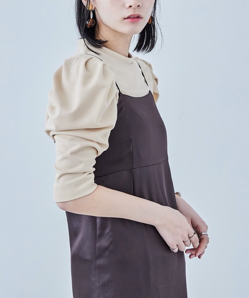 Fashion Letter(ファッションレター)の「ポンチ パワーショルダー トップス(Tシャツ/カットソー・レディース・ライトベージュ/ブラック/ベージュ・M)」の8枚目の写真