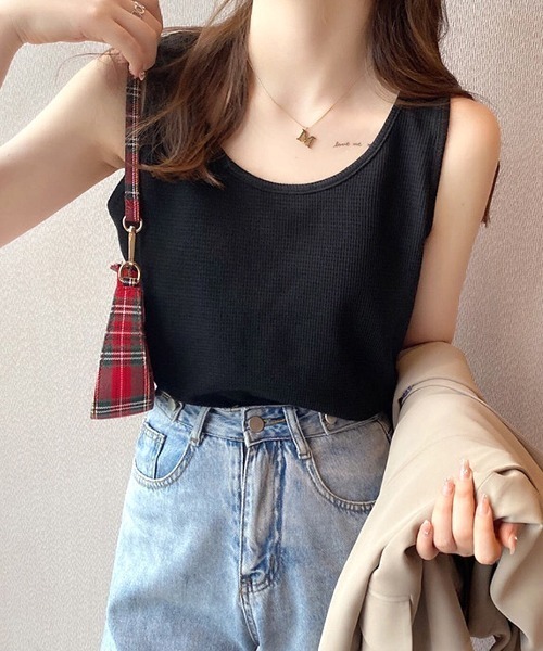 SHEENA(シーナ)の「ワッフルタンクトップ(Tシャツ/カットソー・レディース・ブラック/ホワイト/ミント・M)」の22枚目の写真