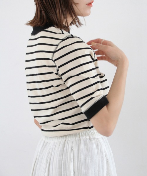 Crisp（クリスプ）の「ボーダーリンガーTシャツ（Tシャツ/カットソー・レディース・ブラック/ブルー/レッド・FREE）」の17枚目の写真