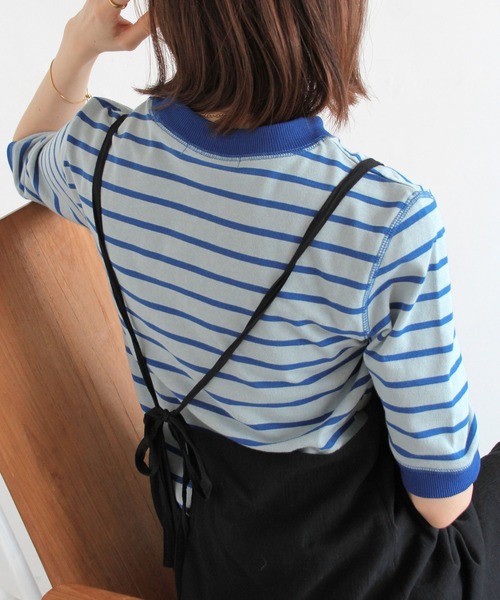 Crisp（クリスプ）の「ボーダーリンガーTシャツ（Tシャツ/カットソー・レディース・ブラック/ブルー/レッド・FREE）」の13枚目の写真