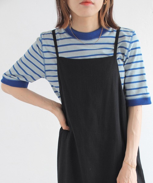 Crisp（クリスプ）の「ボーダーリンガーTシャツ（Tシャツ/カットソー・レディース・ブラック/ブルー/レッド・FREE）」の9枚目の写真
