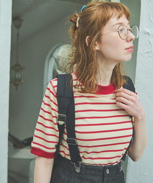 Crisp（クリスプ）の「ボーダーリンガーTシャツ（Tシャツ/カットソー・レディース・ブラック/ブルー/レッド・FREE）」の10枚目の写真