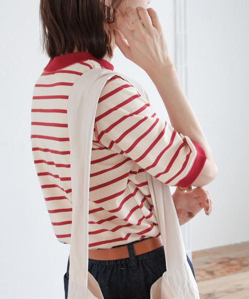 Crisp（クリスプ）の「ボーダーリンガーTシャツ（Tシャツ/カットソー・レディース・ブラック/ブルー/レッド・FREE）」の15枚目の写真