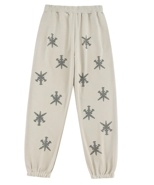 UNKNOWN LONDON/アンノウンロンドン/TAN WITH BLUE DAGGER RHINESTONE JOGGER