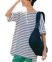 IEDIT | IEDIT 強撚天じく素材でサラッとした着心地 ゆるシルエットボーダートップス(Tシャツ/カットソー)