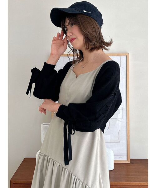 dazzlin（ダズリン）の「ケーブルデザインボレロカーデ（カーディガン/ボレロ・レディース・ピンク/アイボリー/ブラック/チャコールグレー・FREE）」の5枚目の写真