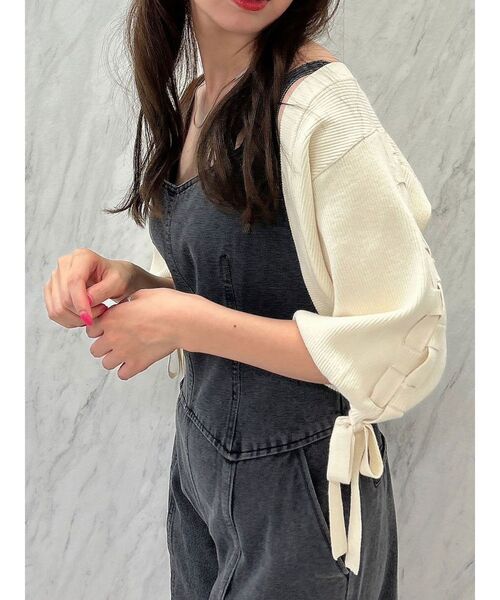dazzlin（ダズリン）の「ケーブルデザインボレロカーデ（カーディガン/ボレロ・レディース・ピンク/アイボリー/ブラック/チャコールグレー・FREE）」の14枚目の写真