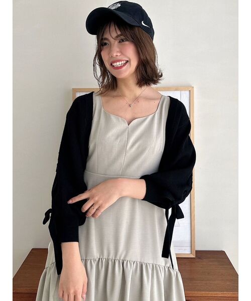 dazzlin（ダズリン）の「ケーブルデザインボレロカーデ（カーディガン/ボレロ・レディース・ピンク/アイボリー/ブラック/チャコールグレー・FREE）」の18枚目の写真