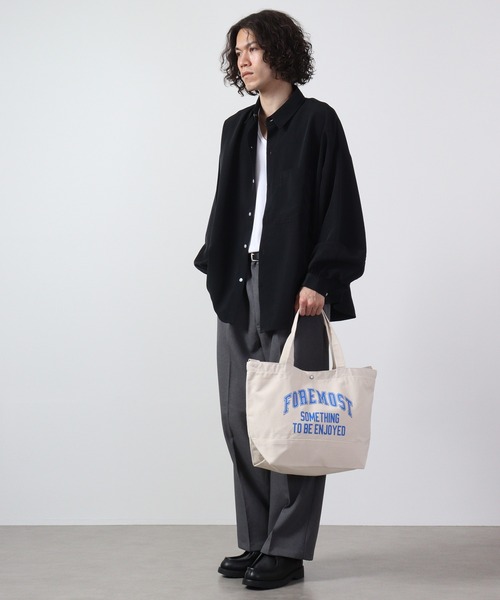 MODISH GAZE(モディシュガゼ)の「MODISH GAZE カレッジロゴ キャンバス2WAYトートバッグ(トートバッグ・メンズ・ブラック/ホワイト系・F)」の9枚目の写真