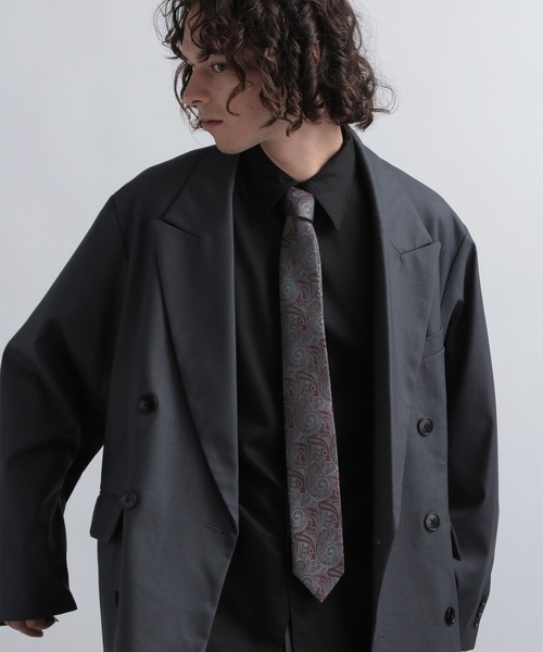 HARE（ハレ）の「JAPANジャガードナローネクタイ(HARE)（ネクタイ・メンズ・レッド/ベージュ/ネイビー/ブラック・FREE）」の4枚目の写真