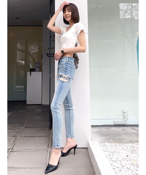 ジェイダ　レオパードバックリボントップス　ホワイト　半袖 GYDA ジェイダ レオパード バックリボン トップス Tシャツ 半袖