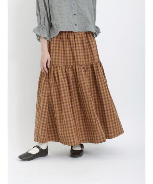 Samansa Mos2(サマンサ モスモス)の「配色ステッチティアードスカート(スカート・レディース・キナリ/オレンジ/グリーン/ブラック・F)」の4枚目の写真