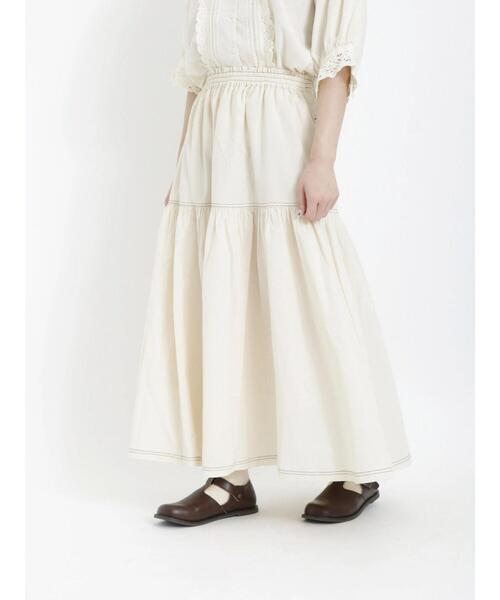 Samansa Mos2(サマンサ モスモス)の「配色ステッチティアードスカート(スカート・レディース・キナリ/オレンジ/グリーン/ブラック・F)」の5枚目の写真