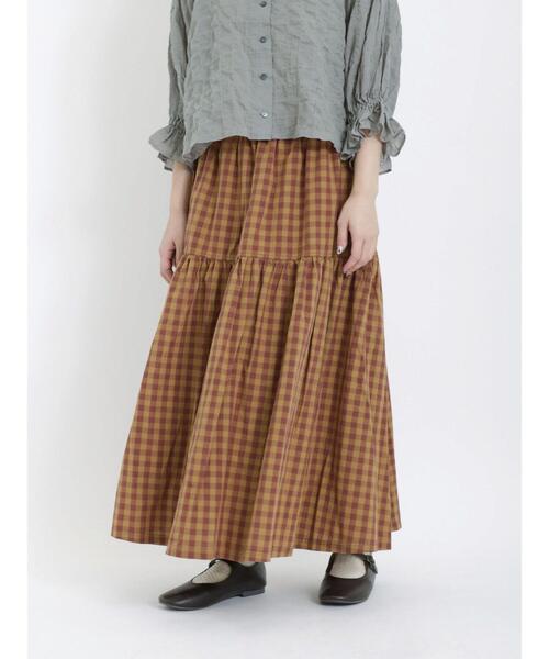 Samansa Mos2(サマンサ モスモス)の「配色ステッチティアードスカート(スカート・レディース・キナリ/オレンジ/グリーン/ブラック・F)」の6枚目の写真